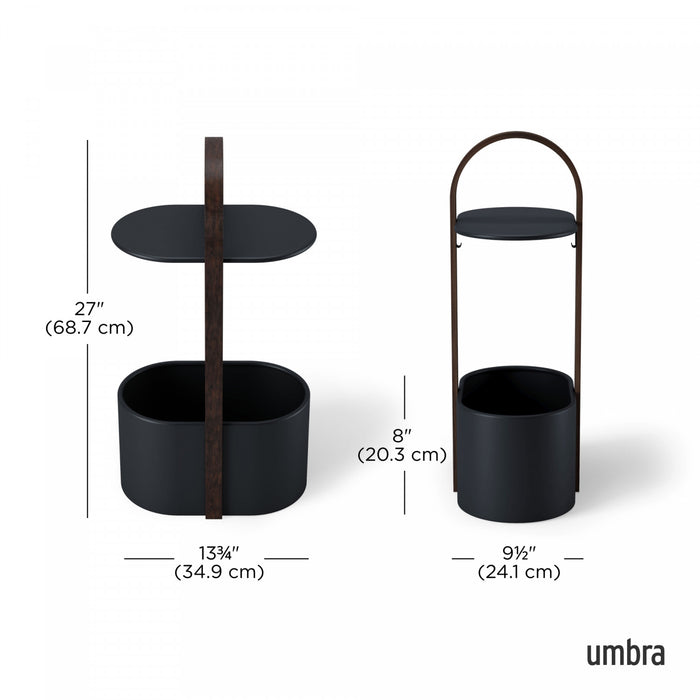 Umbra Modern Steel Bellwood Storage End Table - Black and Walnut