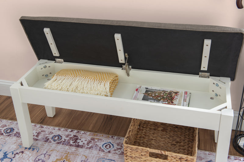Jane Fabric Storage Dining Bench - Taupe