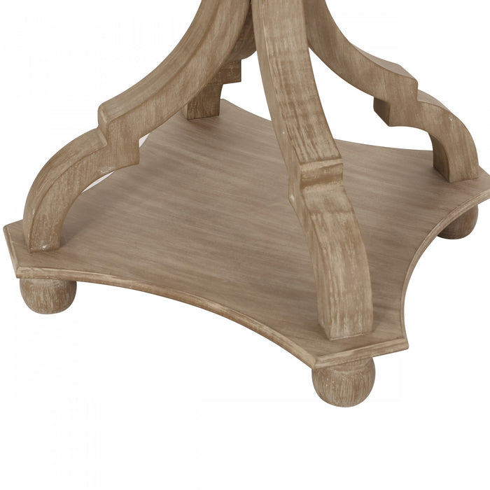 Jason Traditional Square Side Table With Shelf, Driftwood