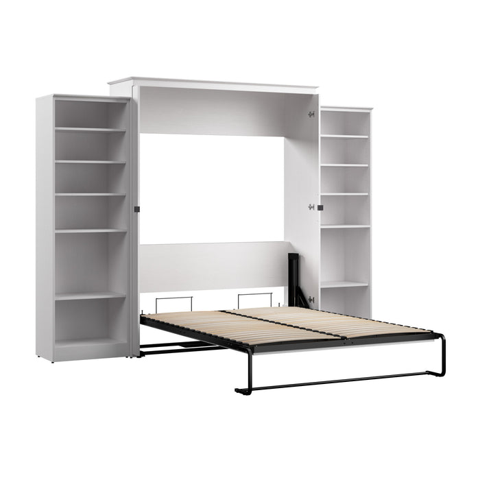 Bestar Key West Queen Murphy Bed with Closet Organizers (119 W) - Pure White Oak