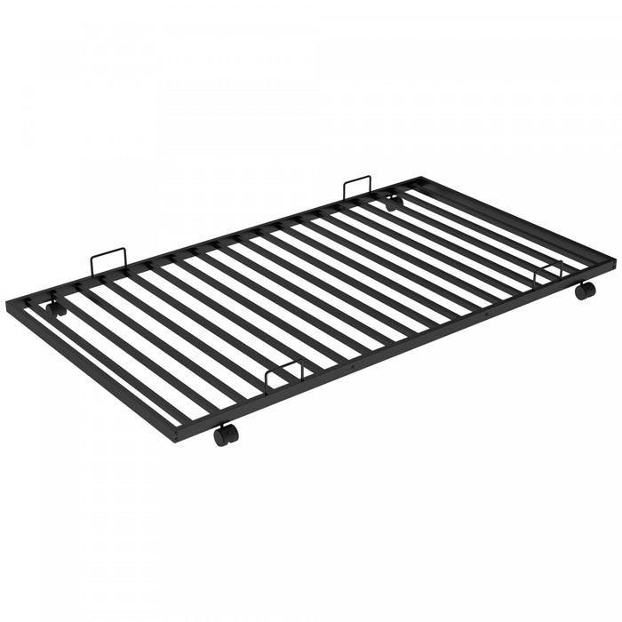 Jeremy Twin Over Full Space-saving Metal Bunk Bed With Trundle, Dual Ladders, Black