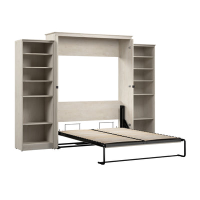 Bestar Key West Queen Murphy Bed with Closet Organizers (119 W) - Linen White Oak|Grand lit escamotable Key West de Bestar de 119 po (L) avec organisateurs de garde-robe - blanc chêne lin
