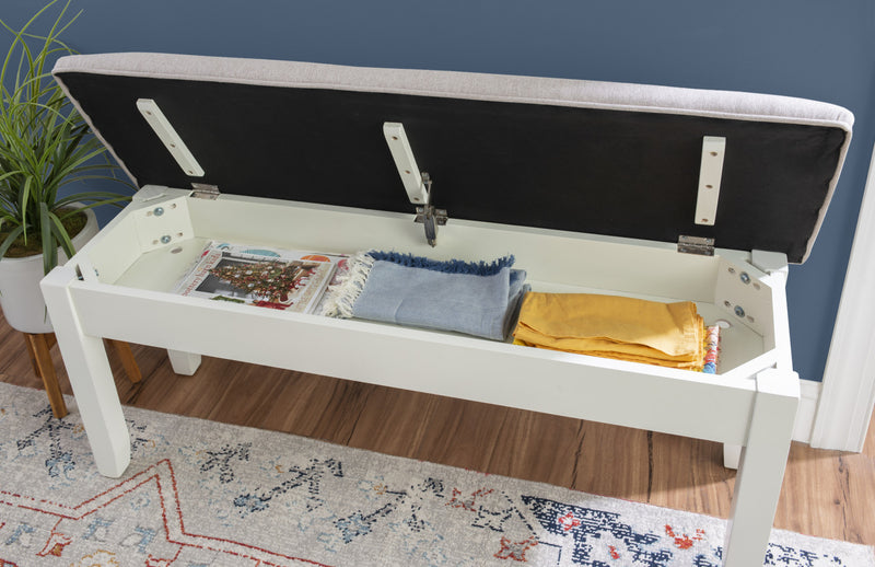 Jane Fabric Storage Dining Bench - Grey