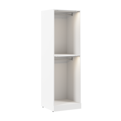 Bestar Florence 25" Modular Double Hanging Closet System with LED Light - White|Système de garde-robe modulaire à 2 espaces pour suspendre Florence de Bestar de 25 po avec éclairage à DEL - blanc