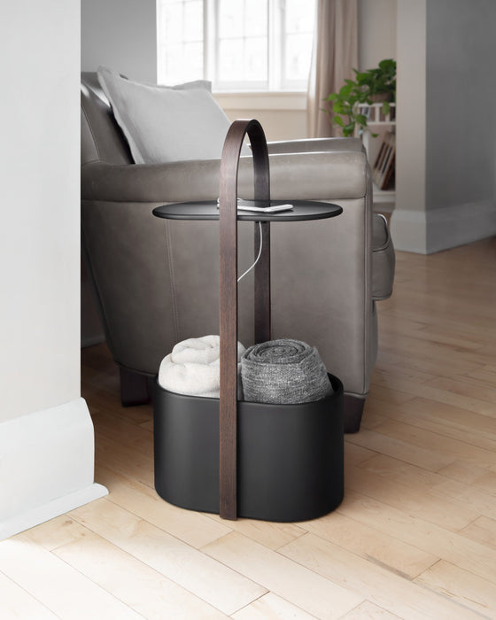Umbra Modern Steel Bellwood Storage End Table - Black and Walnut