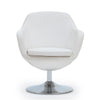 Manhattan Comfort Caisson Polished Chrome Faux Leather Swivel Accent Chair - White