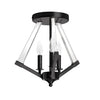 Dainolite Aalto 3 Light Semi-flush Mount Matte Black Finish Clear Acrylic Lamp