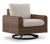 Banff Outdoor Patio Swivel Chair - Resin Wicker, Aluminum & Nuvella Fabric - Brown/Beige