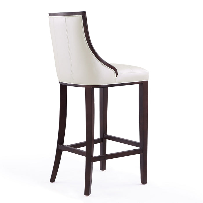 Manhattan Comfort Fifth Avenue 45\" Beech Wood Barstool - Pearl White & Walnut