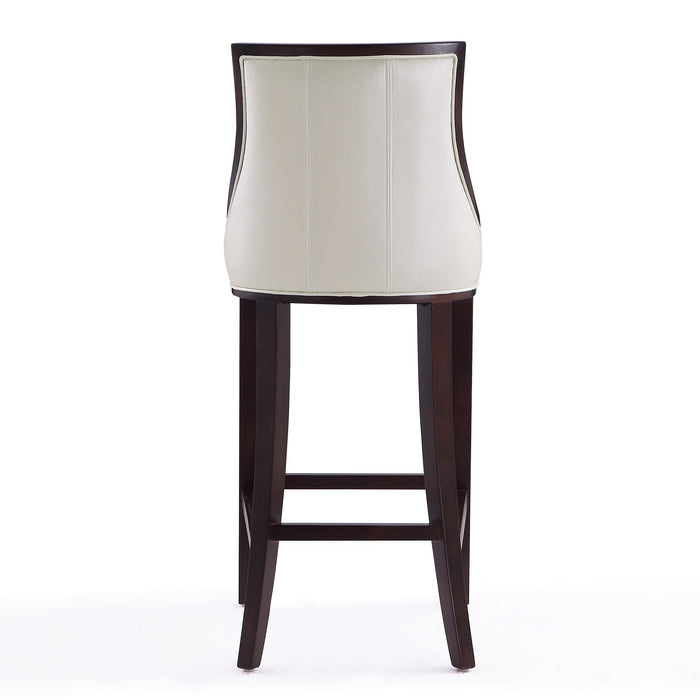 Manhattan Comfort Fifth Avenue 45\" Beech Wood Barstool - Pearl White & Walnut