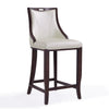 Manhattan Comfort Emperor 41\" Beech Wood Barstool - Pearl White & Walnut