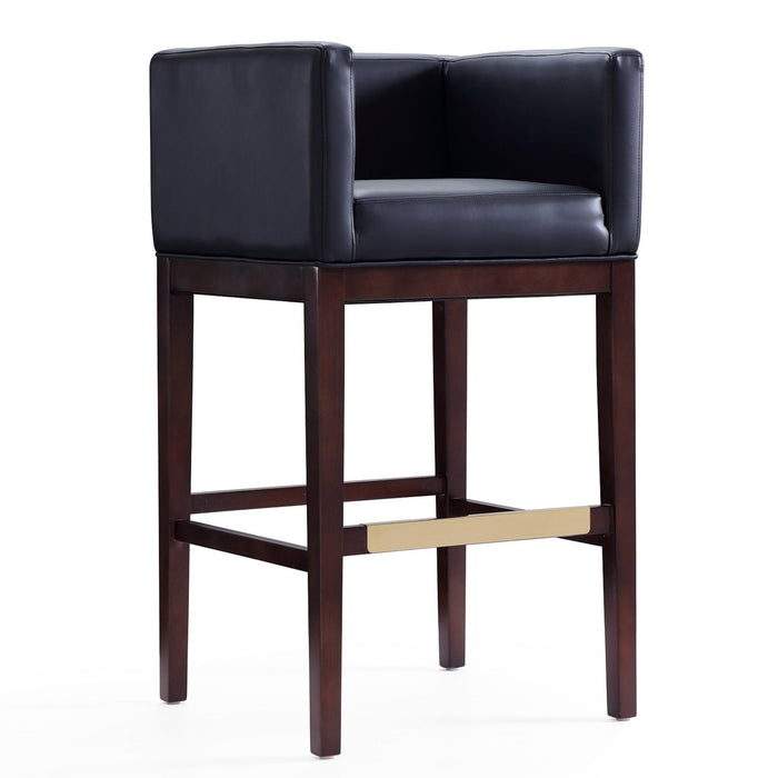 Manhattan Comfort Kingsley 38\" Beech Wood Barstool - Black & Dark Walnut