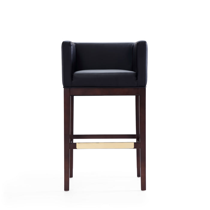 Manhattan Comfort Kingsley 38\" Beech Wood Barstool - Black & Dark Walnut