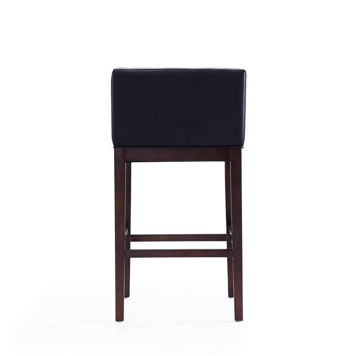 Manhattan Comfort Kingsley 38\" Beech Wood Barstool - Black & Dark Walnut