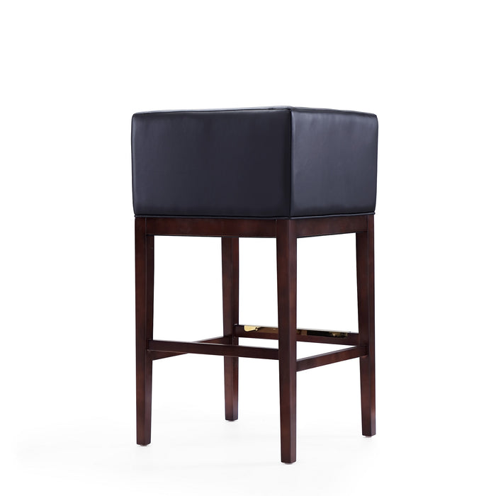 Manhattan Comfort Kingsley 38\" Beech Wood Barstool - Black & Dark Walnut