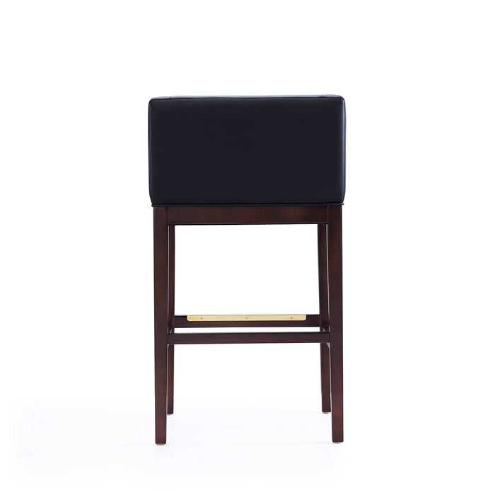 Manhattan Comfort Kingsley 38\" Beech Wood Barstool - Black & Dark Walnut