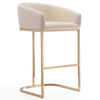 Manhattan Comfort Louvre 40\" Stainless Steel Barstool - Cream & Titanium Gold