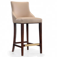 Manhattan Comfort Modern Shubert Barstool Upholstered Leatherette with Beech Wood Legs - Tan
