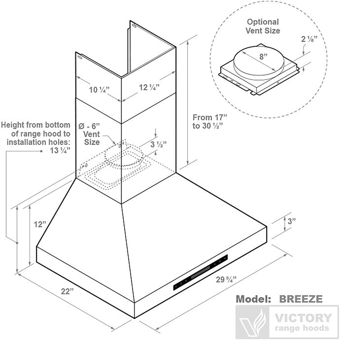 Victory 30\" Wall Mount Range Hood - Breeze-30