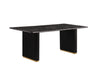 Kort & Co. Capri Dining Table with Marble-Look Top & Gold Accent, Pedestal Base, 72\"W - Black