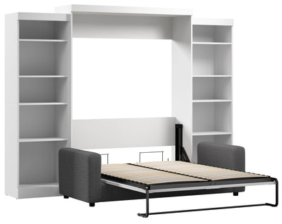 Bestar Pur Queen 10-Shelf Murphy Bed with Sofa - White|Grand lit escamotable Pur de Bestar avec 10 tablettes et sofa - blanc