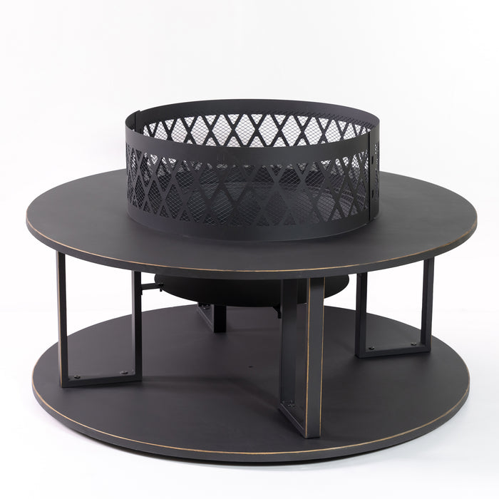Deko Living Metal Wood Burner Round Fire Pit & Log Storage