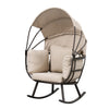 Deko Living Outdoor Rocking Egg Chair with Canopy - Brown