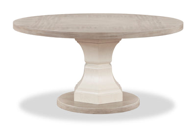 Corsa Round Dining Table - Light Grey and Antique White Oak | Table de salle à manger ronde Corsa - gris clair et chêne blanc antique | CORSLRTL