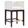Manhattan Comfort Kingsley 34\" Beech Wood Counter Height Barstool - Ivory & Dark Walnut