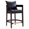 Manhattan Comfort Ritz 34\" Beech Wood Counter Height Barstool - Black & Dark Walnut