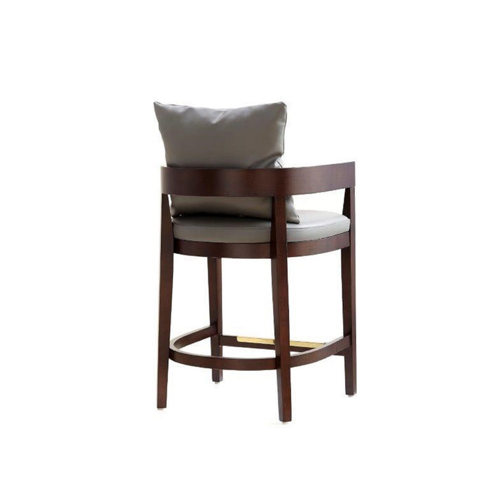Manhattan Comfort Ritz 34\" Beech Wood Counter Height Barstool - Grey & Dark Walnut