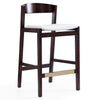 Manhattan Comfort Klismos 36.75\" Beech Wood Counter Height Barstool - Ivory & Dark Walnut