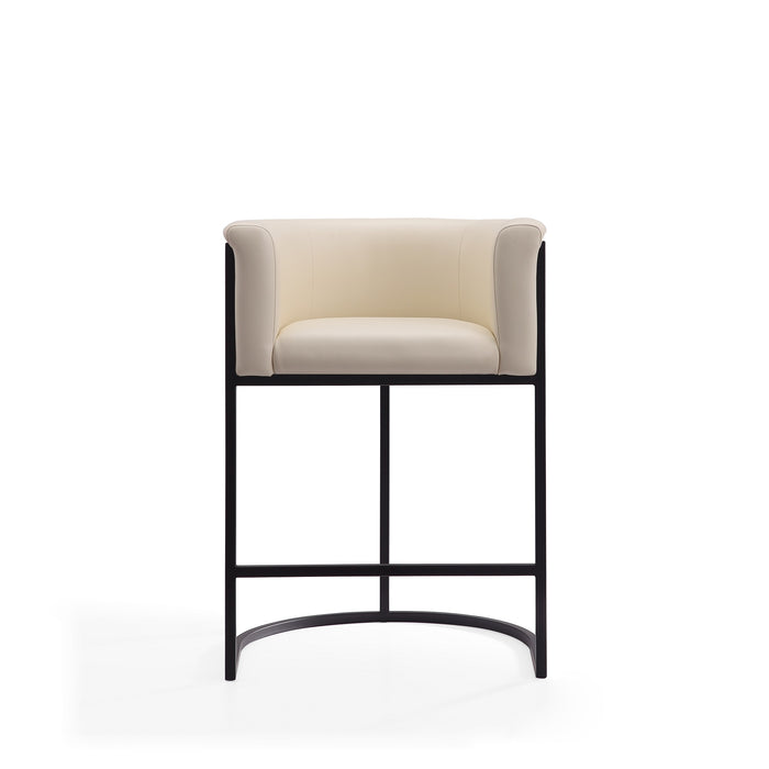 Manhattan Comfort Cosmopolitan 33.8\" Metal Counter Height Barstool - Cream & Black