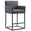 Manhattan Comfort Ambassador 38\" Metal Counter Height Barstool - Grey & Black