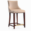 Manhattan Comfort Modern Shubert Counter Height Barstool Upholstered Leatherette with Beech Wood Legs - Tan