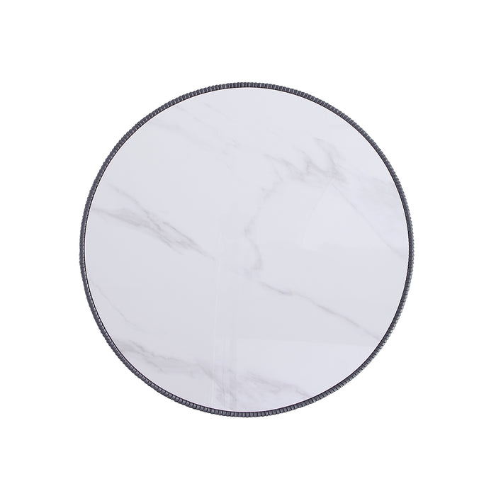 Manhattan Comfort Modern Anderson Coffee Table Upholstered Leatherette with Ceramic Faux Marble Tabletop - Grey