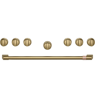Café 36" Brushed Brass Handle and Knob Kit for Pro Range and Rangetop - CXPR6HKPTCG|Trousse de poignée et de boutons Café laiton brossé de 36 po pour cuisinière et surface de cuisson professionnelles - CXPR6HKPTCG
