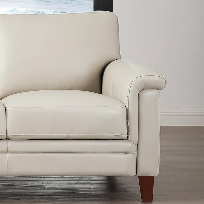 Hydeline Westcott Leather Loveseat - Vanilla
