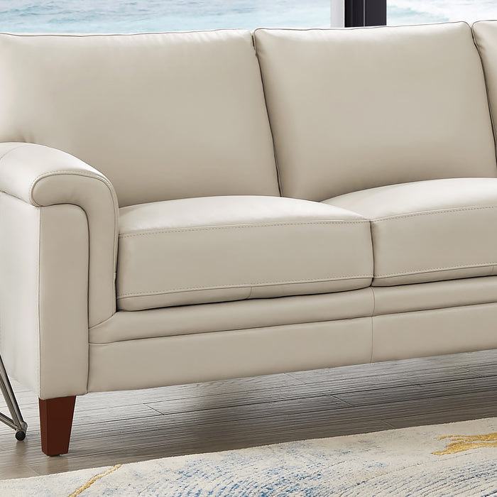 Hydeline Westcott Leather Loveseat - Vanilla