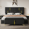Nicole 2 Piece Bedroom Set With Upholstered Platform Bed And Ottoman Bench,queen Size,black Queen Bed