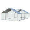 Pawhut 9.8' X 26.2' Metal Chicken Coop, Galvanized Walk-in Hen House, 4 Rooms Poultry Cage Outdoor With Waterproof Uv-protection Cover For Rabbits, Ducks