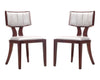 Manhattan Comfort Set of 2 Pulitzer Faux Leather Dining Chairs - Silver & Walnut
