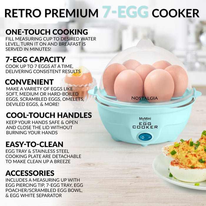 Nostalgia Retro Premium 7-Egg Capacity Electric Egg Cooker - EC7AQ