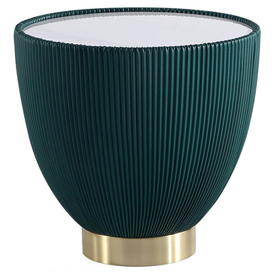 Manhattan Comfort Modern Anderson End Table 2.0 Upholstered Leatherette with Ceramic Faux Marble Tab|Table de bout moderne Anderson 2.0 de Manhattan Comfort avec revêtement en similicuir et dessus de t