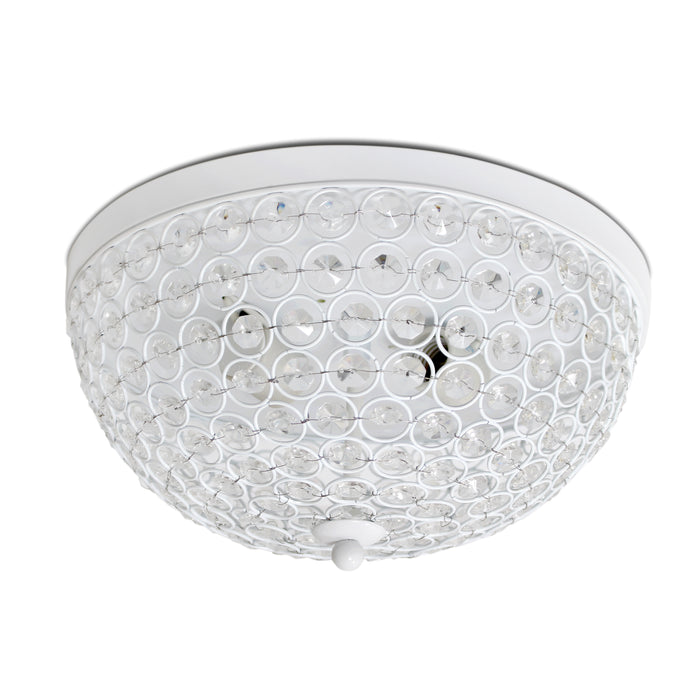 Elegant Designs Elipse Crystal Flush Mount Ceiling Light - White