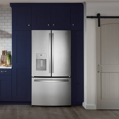 GE 36" 25.6 Cu. Ft. French-Door Refrigerator - Stainless - GFE26JYMFS | Réfrigérateur GE de 25,6 pi³ et de 36 po à portes françaises - acier inoxydable - GFE26JYMFS