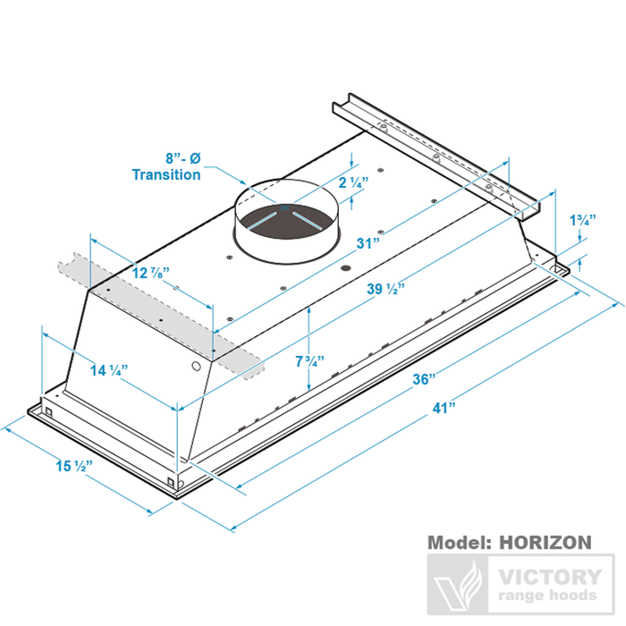 Victory Matte White Flush Ceiling Mount Range Hood with LED Backlight - Horizon-WH-Glow