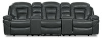 Leo 5-Piece Leather-Look Fabric Home Theatre Reclining Sectional with Storage Consoles and Cupholders - Grey