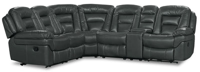 Leo Leath-Aire® Fabric 6-Piece Reclining Sectional – Grey - Contemporary style Sectional in Grey