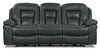 Leo 87.5\" Leather-Look Fabric Reclining Sofa - Grey